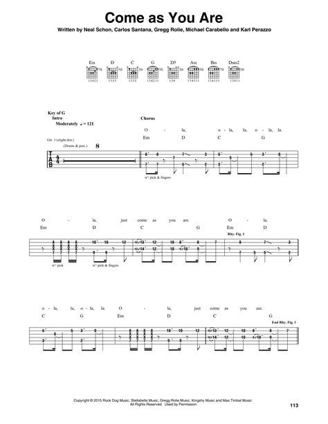 come as you are guitar tab|More.